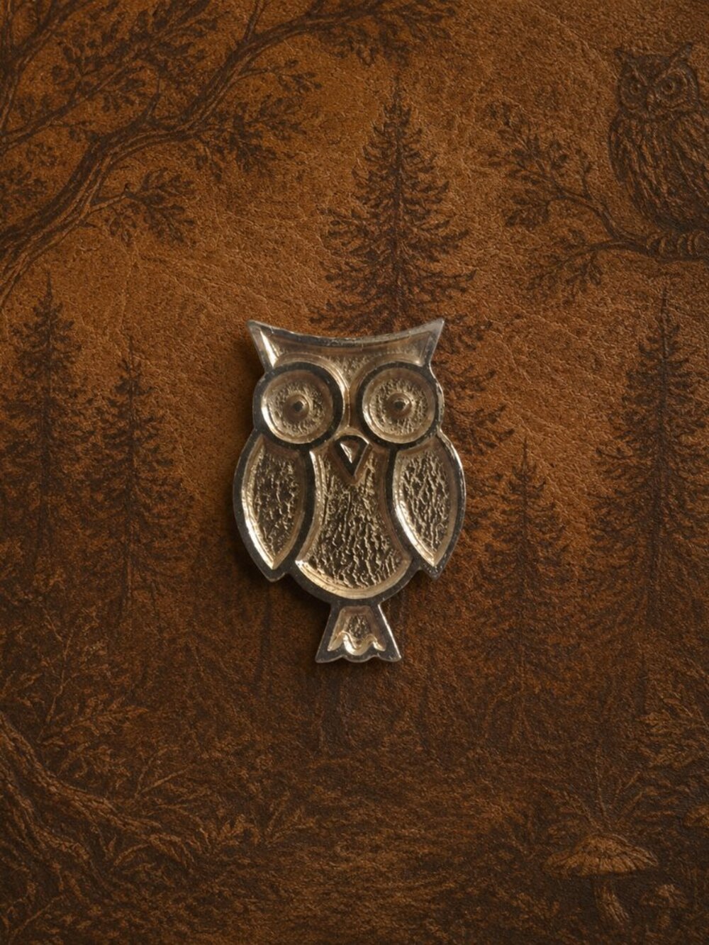 Mid-Century Vintage Gold Tone Owl Brooch Large Eyes Lapel Pin Tie Tack Brooch